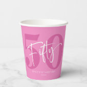 ピンク50th50th誕生日パーティー 紙コップ (裏面)