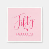 ピンク50th Birthday Partyのシックなフィフティ&ファブラス スタンダードカクテルナプキン (正面)