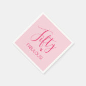 ピンク50th Birthday Partyのシックなフィフティ&ファブラス スタンダードカクテルナプキン (角)