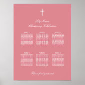 ピンク6テーブル《キリスト教》洗礼式や命名式シーティンググラフポスター ポスター (正面)