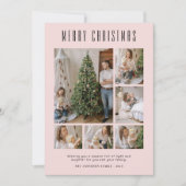 ピンク6家族の写真クリスマス シーズンカード (正面)