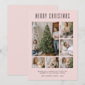 ピンク6家族写真クリスマス シーズンカード (正面/裏面)