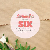 ピンク6番目の誕生日ガールパーティーフローラ ラウンドシール