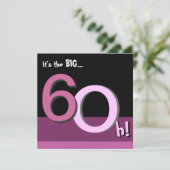 ピンク60番目のビッグ6Oh!誕生日パーティーの招待 招待状 (スタンド正面)
