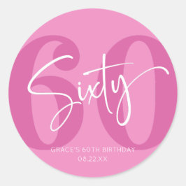 ピンク60th60th誕生日パーティーのお願い ラウンドシール