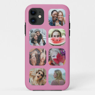 ピンク7角形フォトコラージュテンプレート iPhone 11 ケース