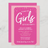 ピンク72歳の誕生日招待状ガールトレンディー ガーリー 招待状 (正面/裏面)