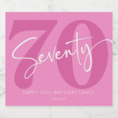 ピンク770th70th誕生日パーティギフト スパークリングワインラベル (シングルラベル)