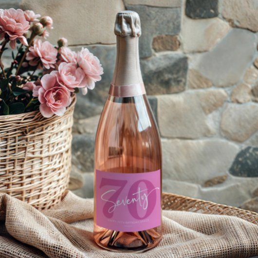 ピンク770th70th誕生日パーティギフト スパークリングワインラベル