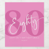 ピンク80歳80歳の誕生日パーティープレゼント ワインラベル (シングルラベル)