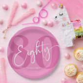 ピンク80歳80歳の誕生日パーティー ペーパープレート (パーティー)