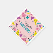 ピンク80sパターン誕生日 スタンダードカクテルナプキン (角)