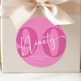 ピンク990th90th誕生日パーティーのお願い ラウンドシール