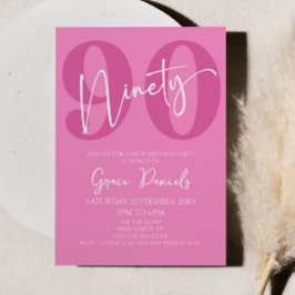 ピンク990th90th誕生日パーティー 招待状