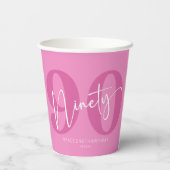 ピンク990th90th誕生日パーティー 紙コップ (裏面)