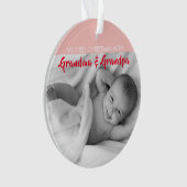ピンク|おばあちゃんとおじいちゃんの初めてのクリスマス オーナメント (正面)