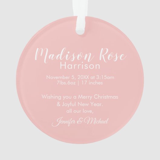 ピンク|おばあちゃんとおじいちゃんの初めてのクリスマス オーナメント (裏面)