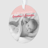 ピンク|おばあちゃんとおじいちゃんの初めてのクリスマス オーナメント (正面)