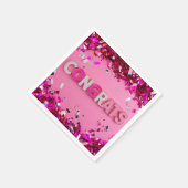 ピンク「おめでとう」カクテルナプキン スタンダードカクテルナプキン (角)