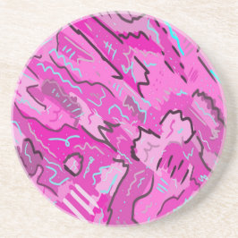 ピンク!おもしろい(抽象芸術アート) コースター