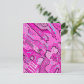 ピンク!おもしろい(抽象芸術アート) ポストカード (スタンド正面)