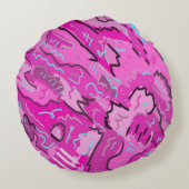 ピンク!おもしろい(抽象芸術アート) ラウンドクッション (裏面)