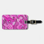 ピンク!おもしろい(抽象芸術アート) ラゲッジタグ (正面横)