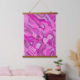 ピンク!おもしろい(抽象芸術アート) 吊り下げ型タペストリー