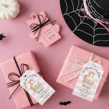 ピンク かわいい おばけ リトルブー 赤ちゃん ハロウィン ギフトタグ