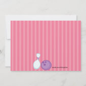 ピンク、かわいい、女の子ストライプのボーリングパーティの招待状 招待状 (裏面)