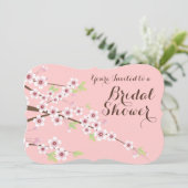 ピンク/かわいらしブラウンさくらんぼブロッサムブライダルシャワー 招待状 (スタンド正面)