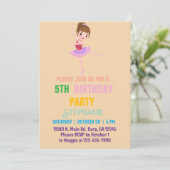 ピンク&かわいらしホワイトバレリーナ女の子の男の子の誕生日 招待状 (スタンド正面)