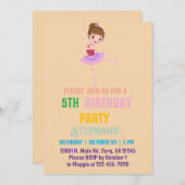 ピンク&かわいらしホワイトバレリーナ女の子の男の子の誕生日 招待状 (正面/裏面)