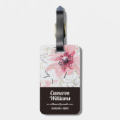 ピンク|の水彩画の単に花柄 ラゲッジタグ (裏面縦)