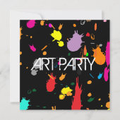 ピンク(ばちゃばちゃ)跳ねる招待状 招待状 (正面)