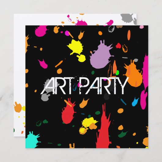 ピンク(ばちゃばちゃ)跳ねる招待状 招待状 (正面/裏面)