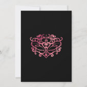 ピンク、ばら色の金ゴールド及び黒い仮面舞踏会の菓子16のパーティー 招待状 (裏面)