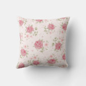 ピンク、ぼろぼろの上品、ヴィンテージ、花柄、ビクトリア時代の人、白、 クッション (裏面)