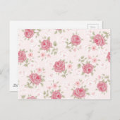 ピンク、みすぼらしいシック、ヴィンテージ、フローラ、ビクトリアンホワイト、 ポストカード (正面/裏面)