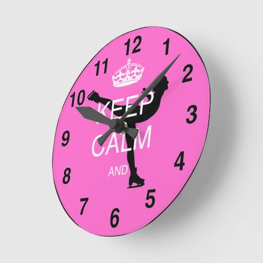 ピンク·アイスケーター·スケートで滑る·ギフト……〜保を落ち着かせる ラウンド壁時計 (傾斜)