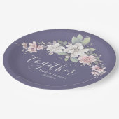 ピンク＆アイボリーのバラの花束「トゥギャザー」 ペーパープレート (アングル)