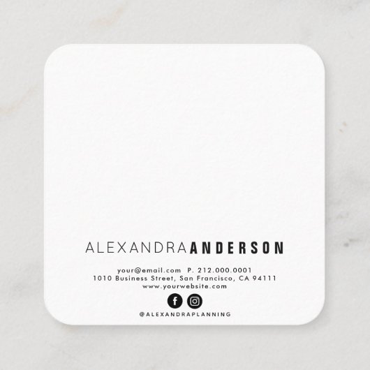 ピンク&アイボリーカメリアピンクスクウェア スクエア名刺 (裏面)