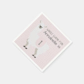 ピンク&アイボリーホールラマおもしろいベビー1st誕生日 スタンダードカクテルナプキン (角)