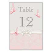 ピンク&アイボリー蝶とレースのテーブルカード テーブルナンバー (裏面)