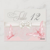 ピンク&アイボリー蝶とレースのテーブルカード ポストカード (裏面)