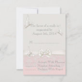 ピンク&アイボリー蝶とレースRSVP 出欠カード (裏面)