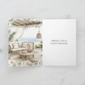 ピンク アイボリー クリーム ストライプ ピンク ランカスター 誕生日 カード (内部)