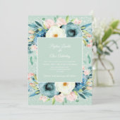 ピンク アイボリー クリーム フローラル スターダスト ミント ウェディング 招待状 (スタンド正面)