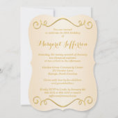 ピンク、アイボリー、金ゴールド65thフォト誕生日招待状 招待状 (裏面)