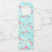 ピンク&アクアサンタフラミンゴビーチクリスマス ボトルネックタグ (裏面)